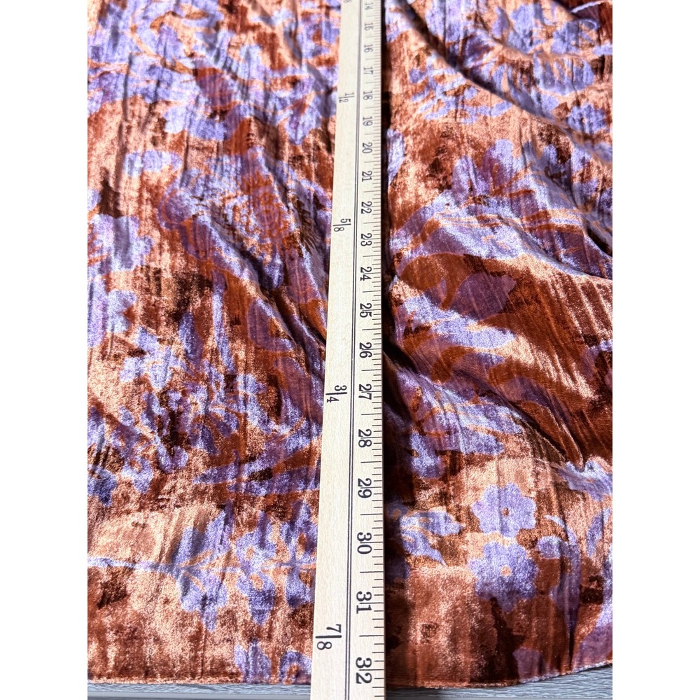Anthropologie Velvet Kimono Cardigan XL Orange Purple Floral Open Boho Oversized - Picture 15 of 16